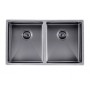 Gun Metal Grey Stainless Steel Handmade Double Bowls Top/Undermount Kitchen/Laundry Sink 770x450x215mm